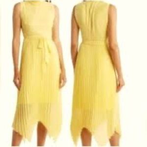 Nanette Lepore Sunshine Accordion Pleat Dress Size 8 Yellow New